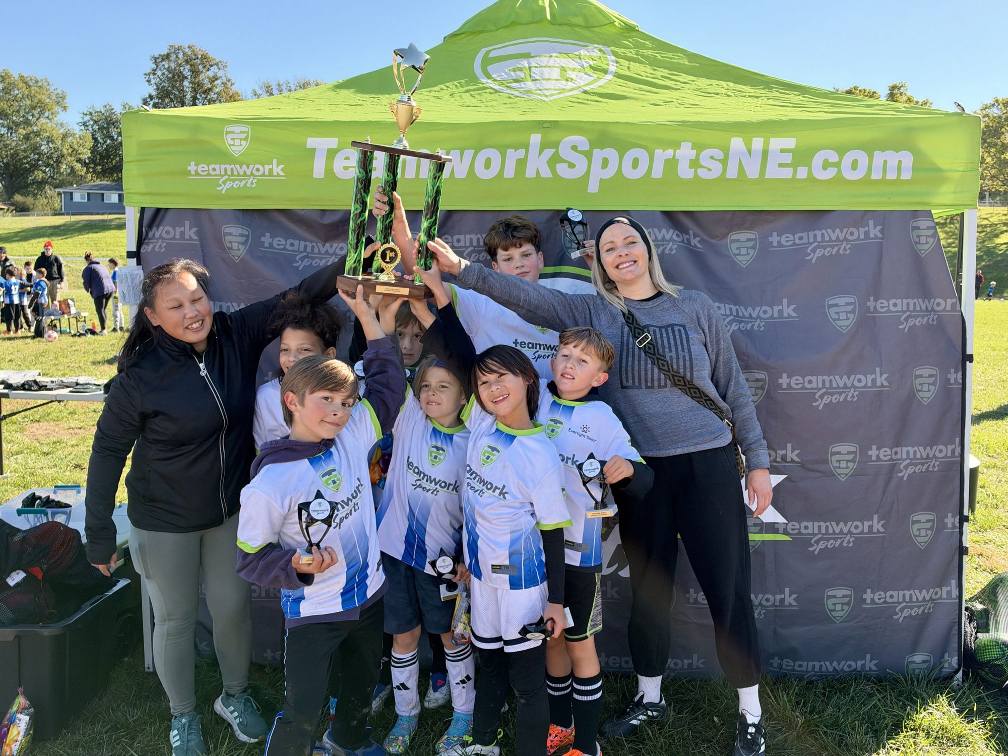 Flag Football players geared up at Teamwork Sports
